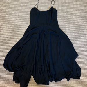 Ralph Lauren 100% silk black dress, uneven hem